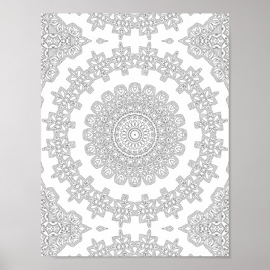 Blumen-Stern-Ring-Malvorlage Muster Kunstwerk Poster (Vorne)