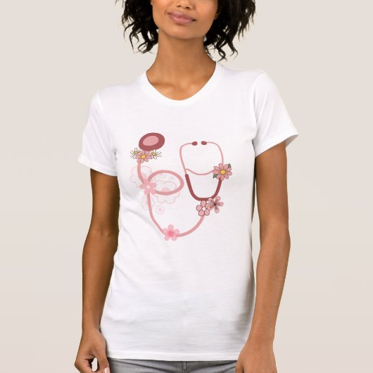 Blumen-Stethoskop für Krankenschwestern T-Shirt (Vorderseite)