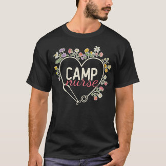Blumen-Stethoskop Herz Pflege Camp Krankenschweste T-Shirt