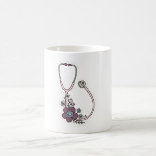 Blumen-Stethoskop-Krankenschwester-Kaffeetasse Kaffeetasse