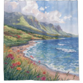 Blumen Strand Hawaii Duschvorhang (Vorderseite)