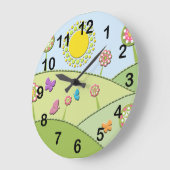 Blumen, Sun und Schmetterlings-Uhr Große Wanduhr (Winkel)