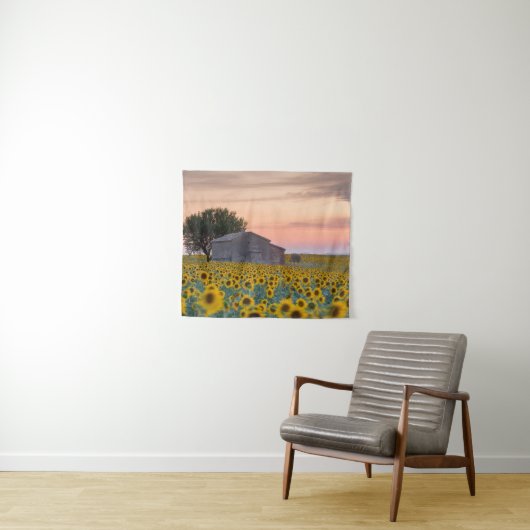 Blumen | Sunflower Field Provence, Frankreich Wandteppich (Beispiel (Horizontal))