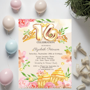 Blumen Süßigkeiten Diamanten Sweet 16 Einladung