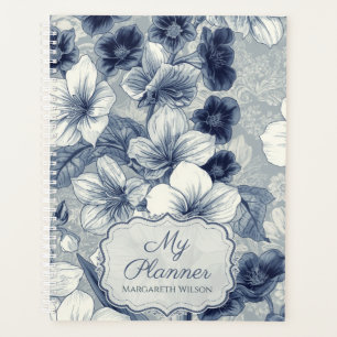 Blumen-Tagesplaner-Schüler-Notizbuch-Journal Blau Planer
