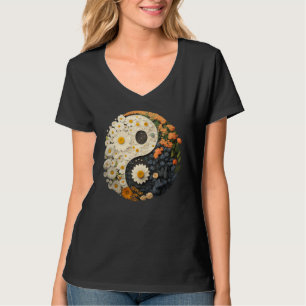 Blumen-Taoismus Yin Yang Symbol auf Blüten Taijitu T-Shirt