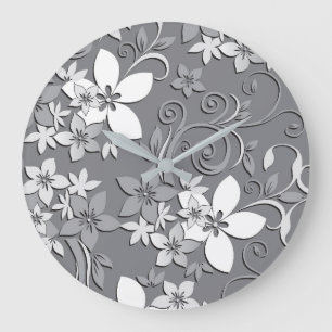 Blumen Tapete 2 Große Wanduhr