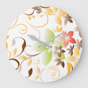 Blumen Tapete 5 Große Wanduhr