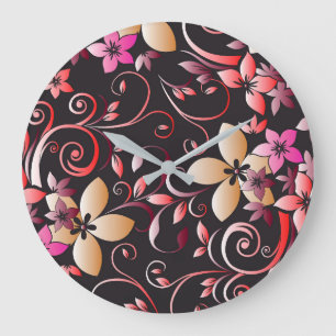 Blumen Tapete 7 Große Wanduhr