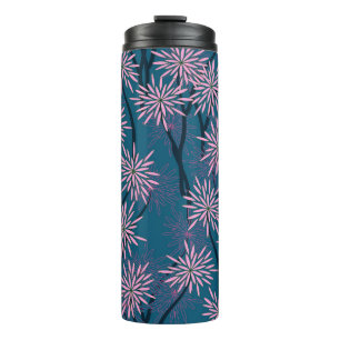 Blumen Tapete: Asiatisch navyblau, rosa. Thermosbecher