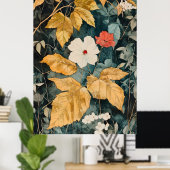 Blumen Tapete, Botanischer Blumenmuster Poster (Heimbüro)