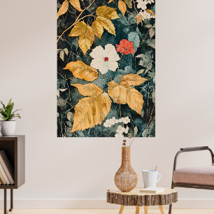 Blumen Tapete, Botanischer Blumenmuster Poster