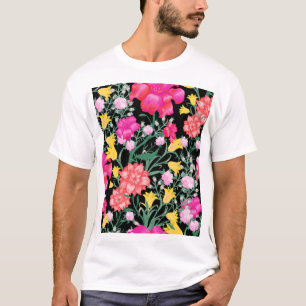 Blumen Tapete Große Blumen Muster T-Shirt