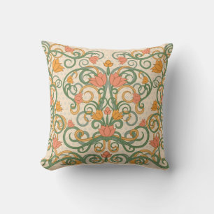 Blumen Tapete im Jugendstil, Vintage-Illustration Kissen