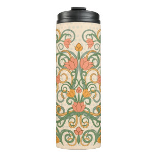 Blumen Tapete im Jugendstil, Vintage-Illustration Thermosbecher