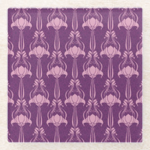 Blumen Tapete Rosa Violett Design Glasuntersetzer