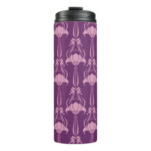 Blumen Tapete Rosa Violett Design Thermosbecher