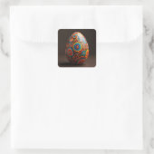 Blumen-Tapeten-Oster-Ei Quadratischer Aufkleber (Tasche)