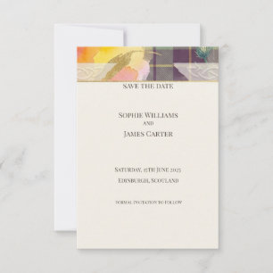 Blumen-Tartan Save-the-Date-Karte Save The Date