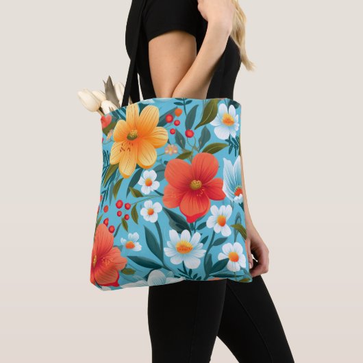 Blumen-Tasche mit farbenfrohen Blumen und Grün  Tasche (Von Nahem)