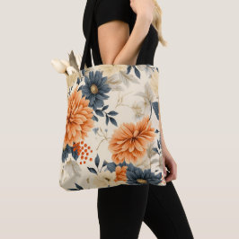 Blumen-Taschentuch mit großen orangefarbenen und b Tasche