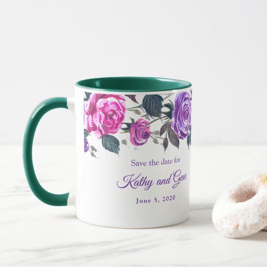 Blumen-Tasse - Datum speichern Tasse (Mit Donut)