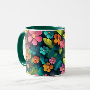 Blumen-Tasse mit farbenfrohen botanischen Blumen, Tasse