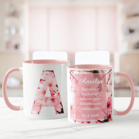 Blumen-Tassen mit Anfangsbuchstabe A | Personalisi Tasse