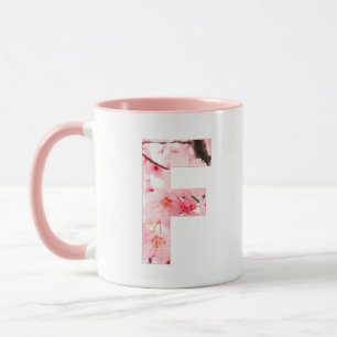 Blumen-Tassen mit Anfangsbuchstabe F Personalisi Tasse