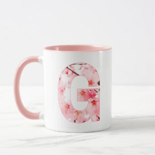 Blumen-Tassen mit Anfangsbuchstabe G   Personalisi Tasse