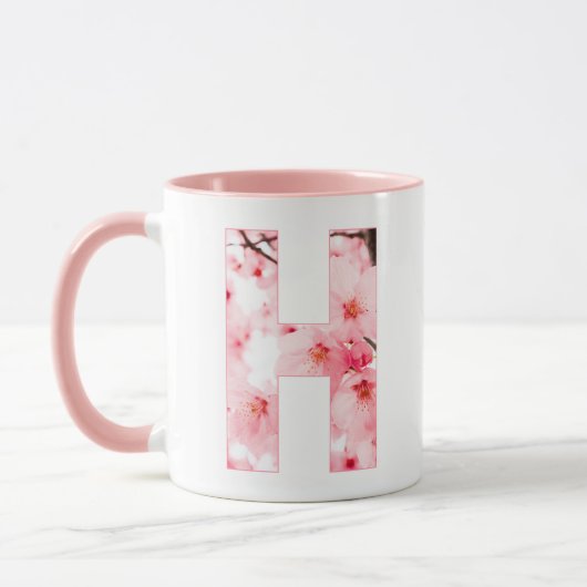 Blumen-Tassen mit Anfangsbuchstabe H | Personalisi Tasse (Links)