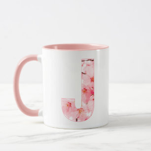 Blumen-Tassen mit Anfangsbuchstabe J Personalisi Tasse