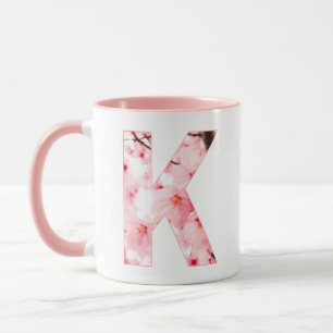 Blumen-Tassen mit Anfangsbuchstabe K   Personalisi Tasse