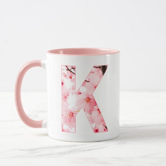Blumen-Tassen mit Anfangsbuchstabe K | Personalisi Tasse (Links)