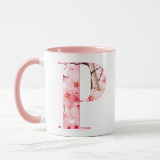 Blumen-Tassen mit Anfangsbuchstabe P | Personalisi Tasse (Links)
