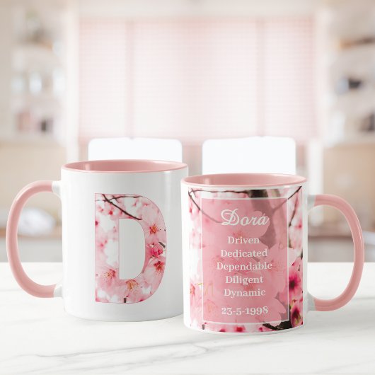 Blumen-Tassen mit Anfangsbuchstabe | Personalisier Tasse