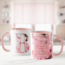 Blumen-Tassen mit Anfangsbuchstabe | Personalisier Tasse