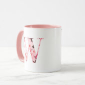 Blumen-Tassen mit Anfangsbuchstabe W | Personalisi Tasse (Vorderseite Links)