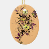 Blumen-Tätowierung in Gelbem und in Lila Keramik Ornament (Hinten)