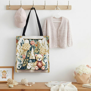 Blumen-Teddybär Buchstabe A Baby Tasche