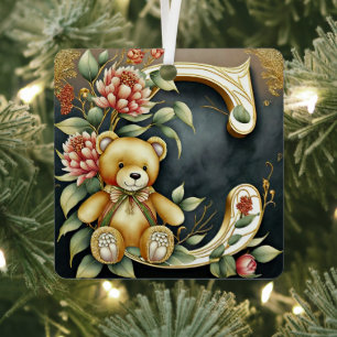 Blumen-Teddybär Buchstabe C Ornament Aus Metall