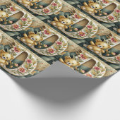 Blumen-Teddybär Buchstabe D Geschenkpapier (Ecke)