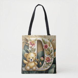 Blumen-Teddybär Buchstabe D Tasche
