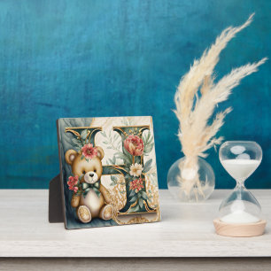 Blumen-Teddybär Buchstabe H Fotoplatte