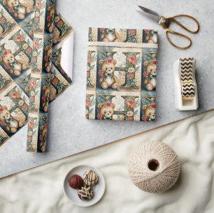 Blumen-Teddybär Buchstabe H Geschenkpapier