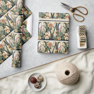 Blumen-Teddybär Buchstabe M Geschenkpapier