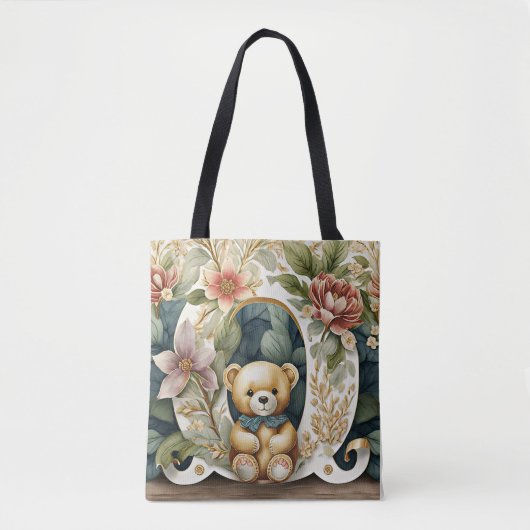 Blumen-Teddybär Buchstabe O Tasche (Vorderseite)
