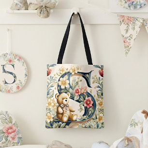 Blumen-Teddybär Buchstabe S Tasche