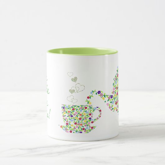 Blumen-Teekanne-Tassen-Entwurf Grün Tasse (Zentrum)