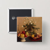 Blumen, Teller mit Frucht und Carafe, 1865 Button (Vorne & Hinten)